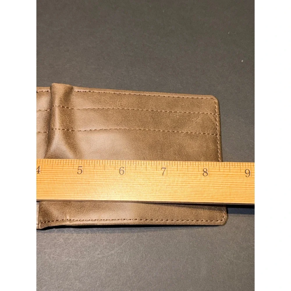 Lee Mens Bifold Wallet Brown Distressed Faux Leather ID Window Classic